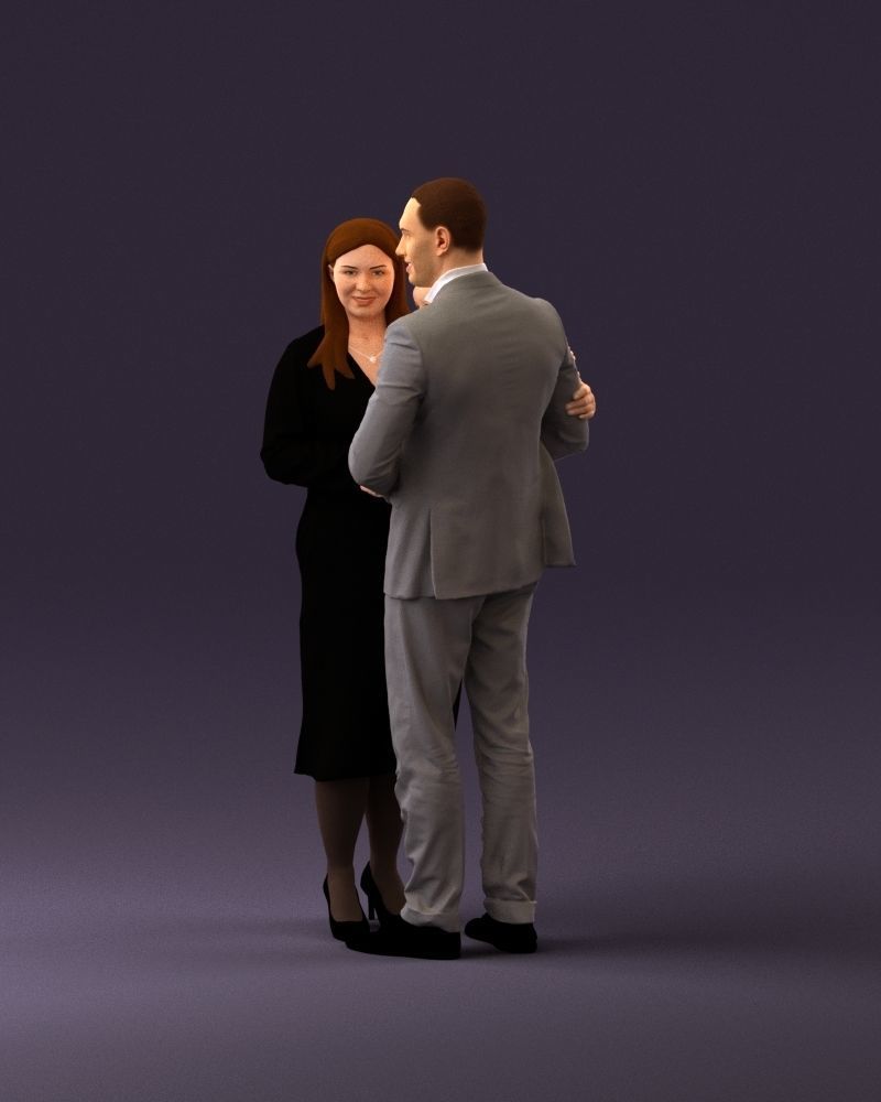 001048 man in gray suit woman in black baby 3D Print Ready 3D print model_21