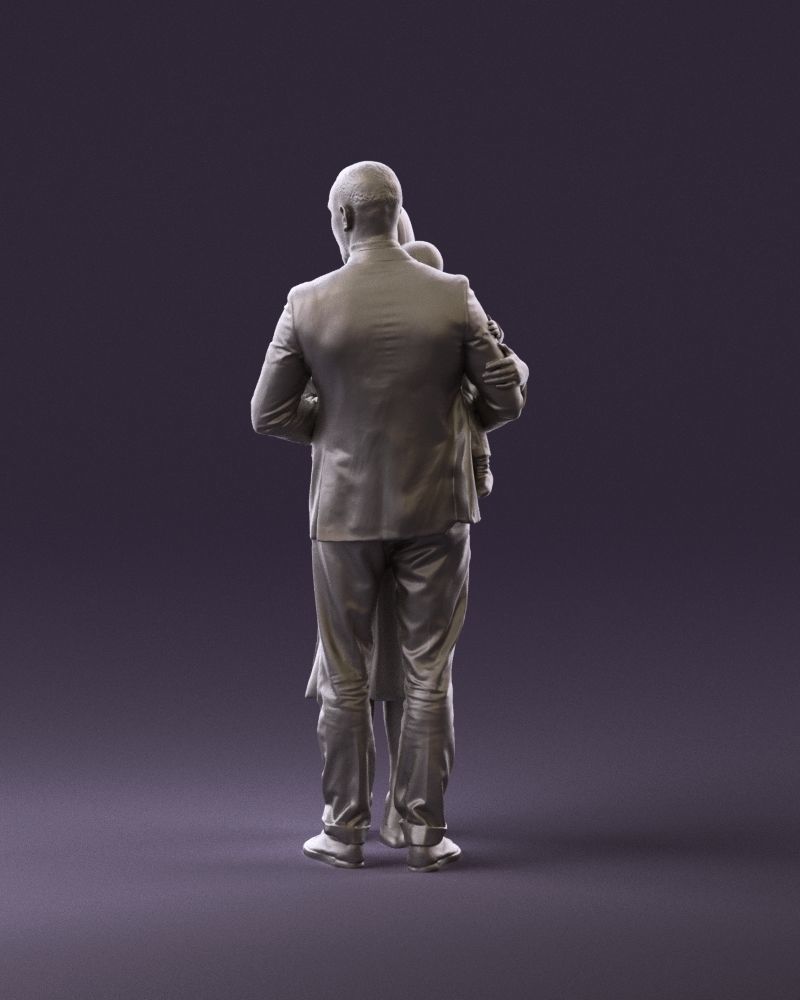 001048 man in gray suit woman in black baby 3D Print Ready 3D print model_8
