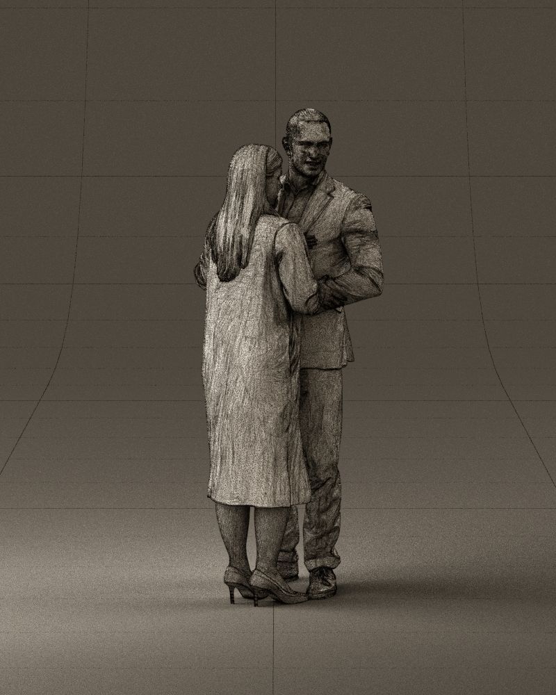 001048 man in gray suit woman in black baby 3D Print Ready 3D print model_27