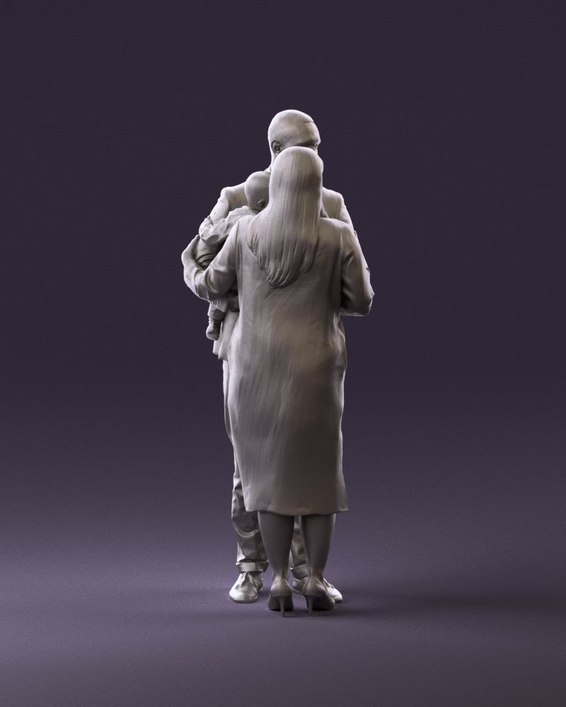 001048 man in gray suit woman in black baby 3D Print Ready 3D print model_4