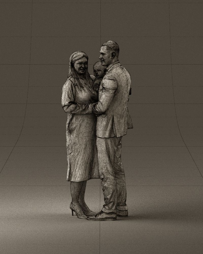 001048 man in gray suit woman in black baby 3D Print Ready 3D print model_34