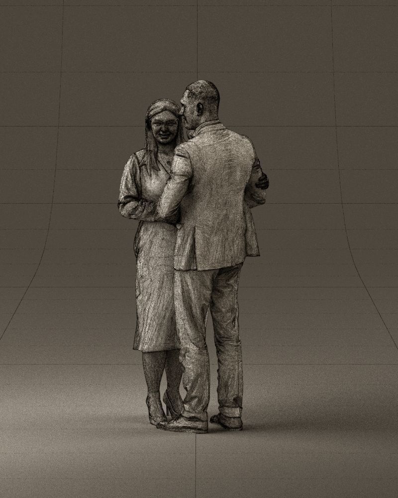 001048 man in gray suit woman in black baby 3D Print Ready 3D print model_33