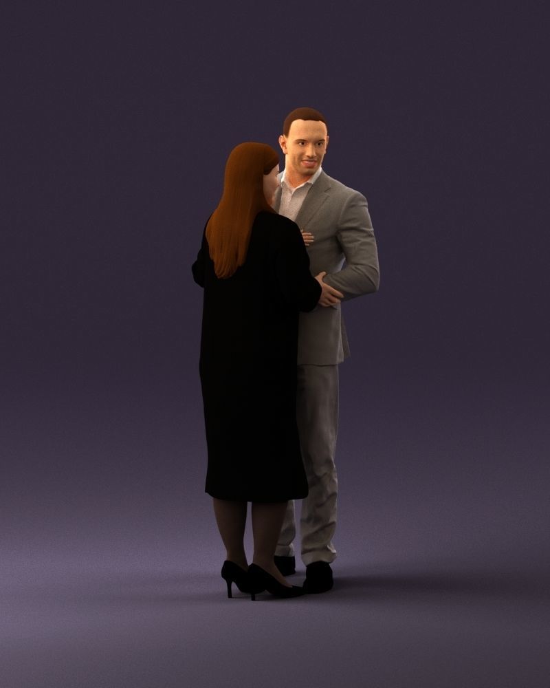 001048 man in gray suit woman in black baby 3D Print Ready 3D print model_15