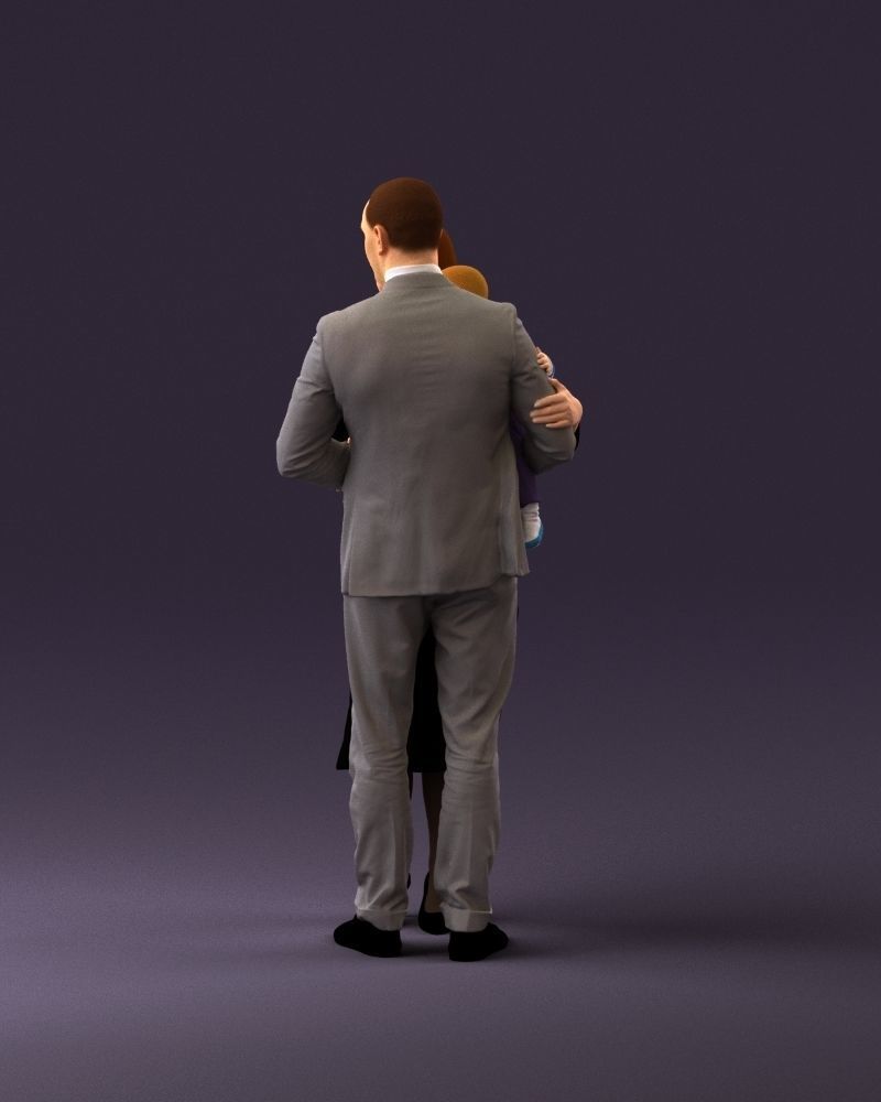 001048 man in gray suit woman in black baby 3D Print Ready 3D print model_20