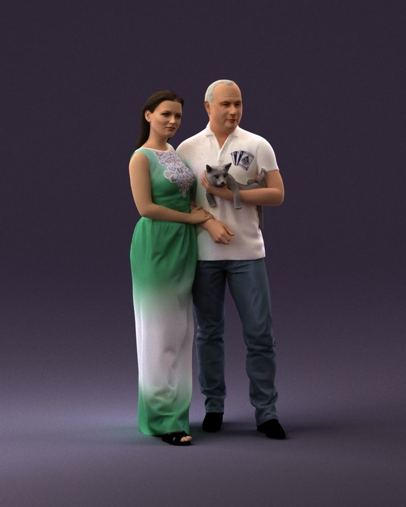 001050 man and woman of moddle age with cat 3D model_2