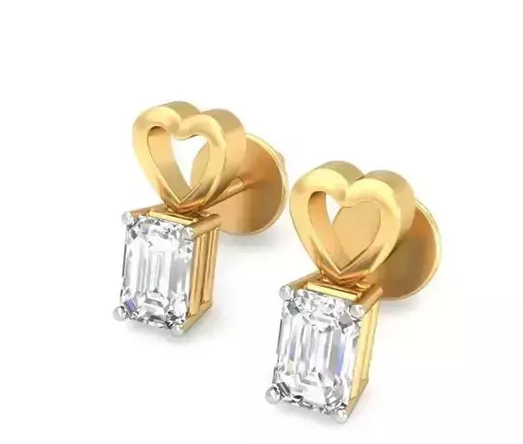 Solitaire Emerald Diamond Earrings 3Dm STL OBJ Render Details