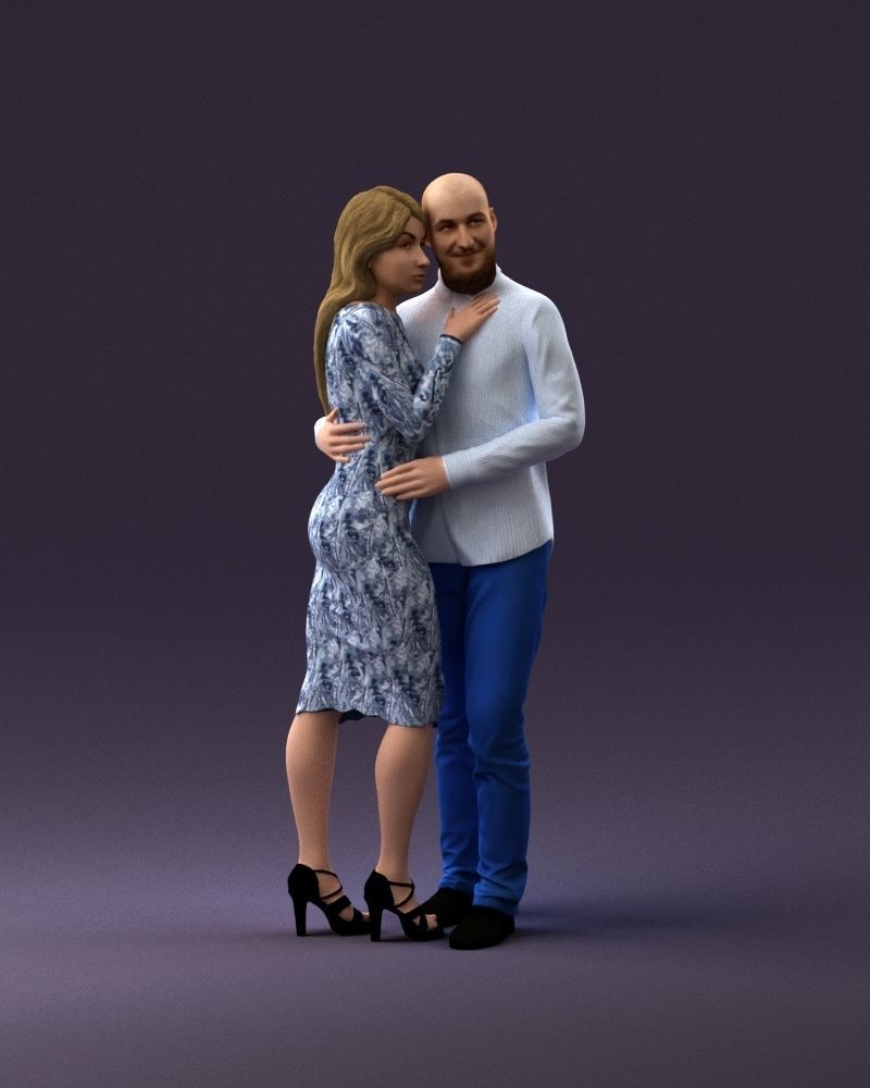 001051 man in white top blue pants and woman 3D Print Ready 3D print model_14