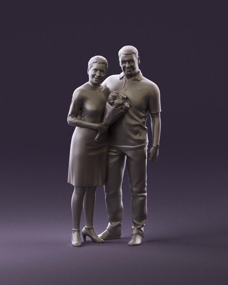 001052 man in purple polo with woman 3D Print Ready 3D print model_1
