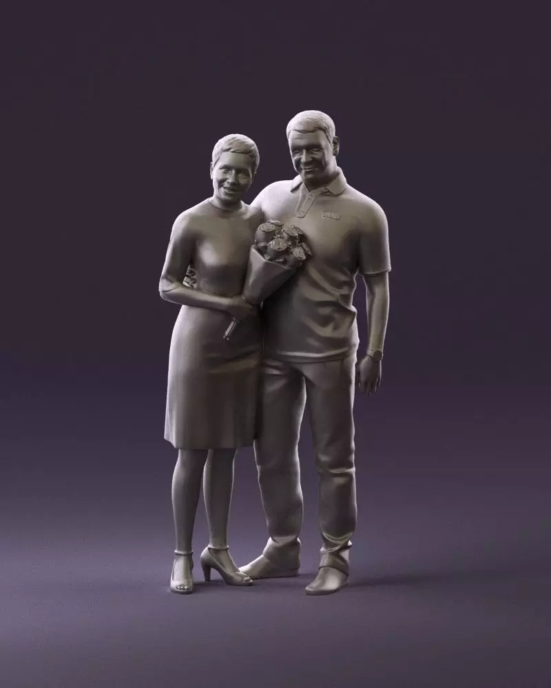 001052 man in purple polo with woman 3D Print Ready 3D print model_0