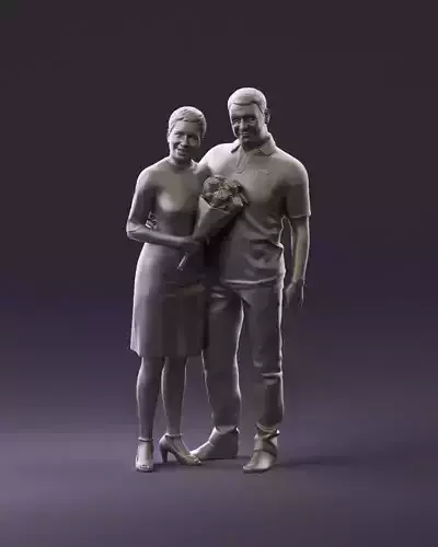 001052 man in purple polo with woman 3D Print Ready