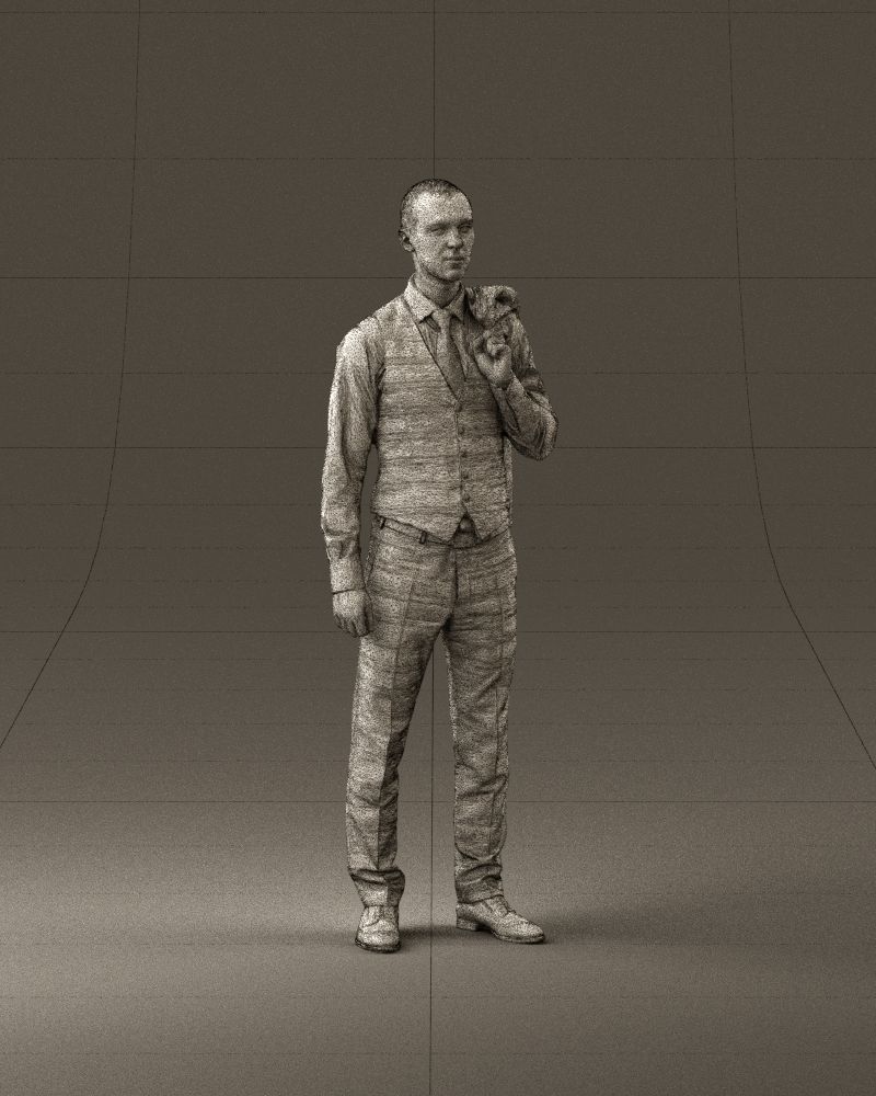 001055 man in gray three piece suit 3D model_26
