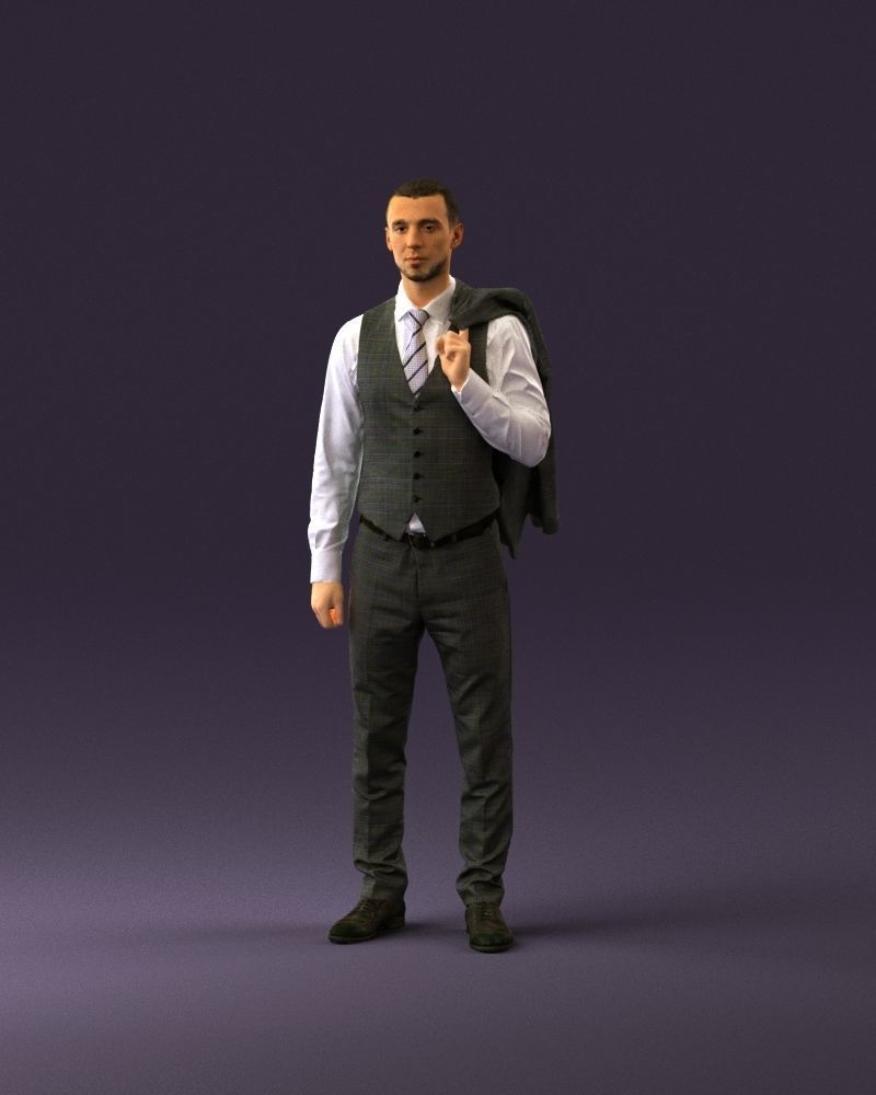 001055 man in gray three piece suit 3D model_11