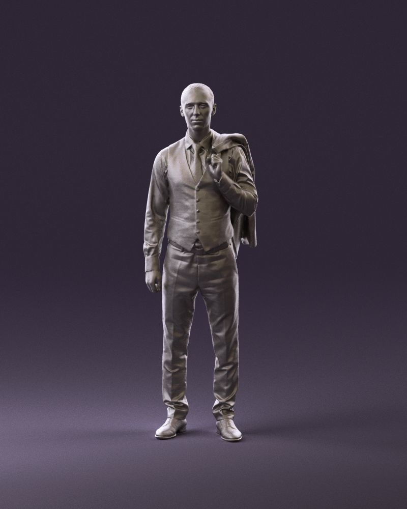 001055 man in gray three piece suit 3D model_12
