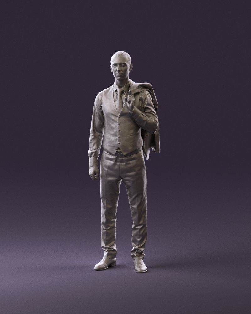 001055 man in gray three piece suit 3D model_23