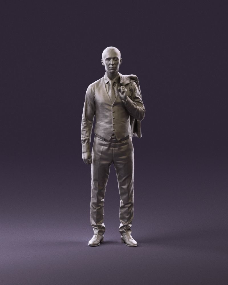 001055 man in gray three piece suit 3D model_13