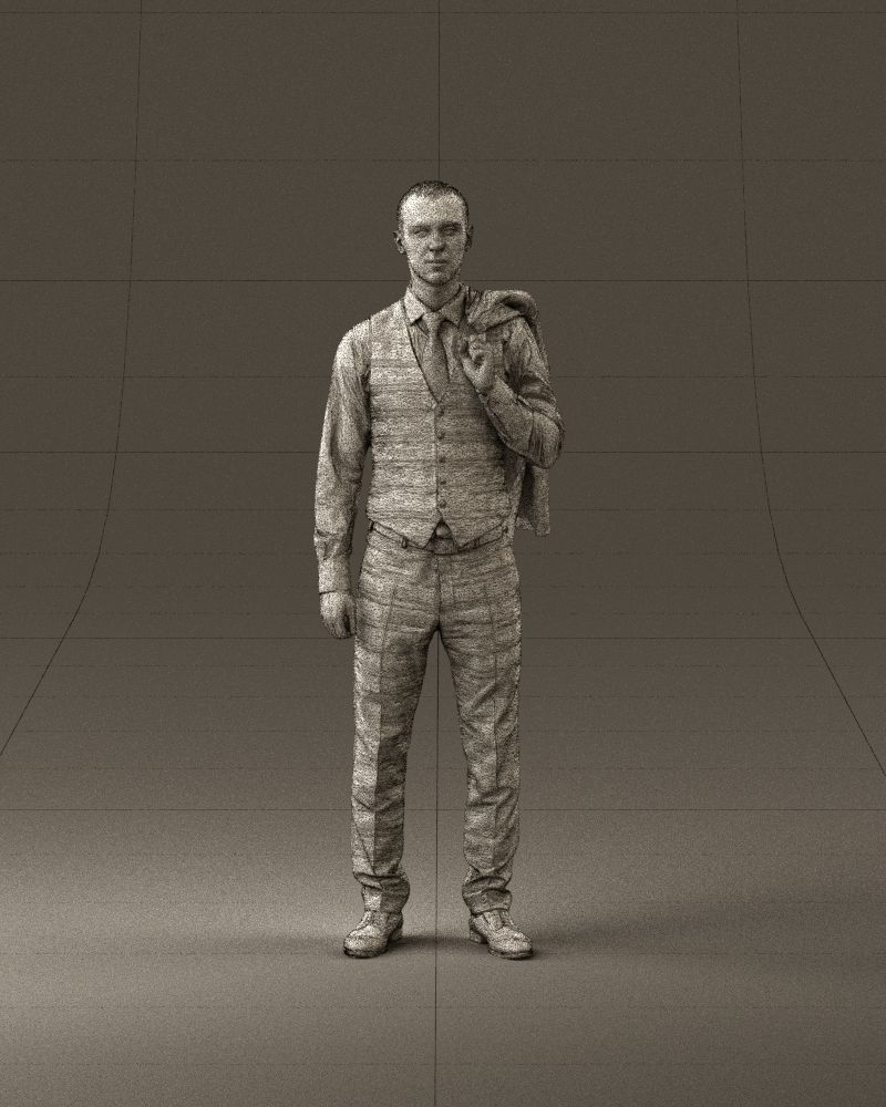 001055 man in gray three piece suit 3D model_25