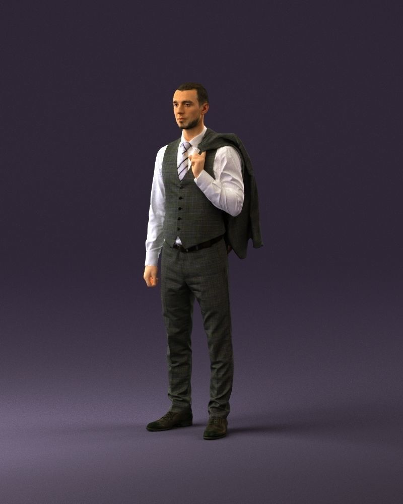 001055 man in gray three piece suit 3D model_10