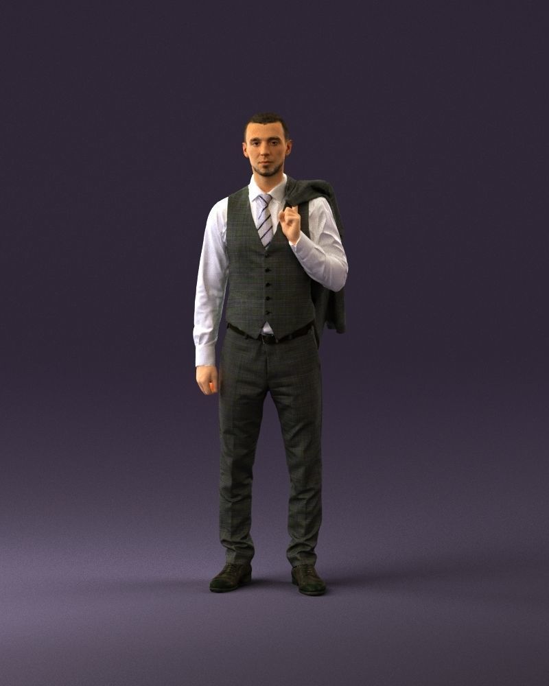 001055 man in gray three piece suit 3D Print Ready 3D print model_13