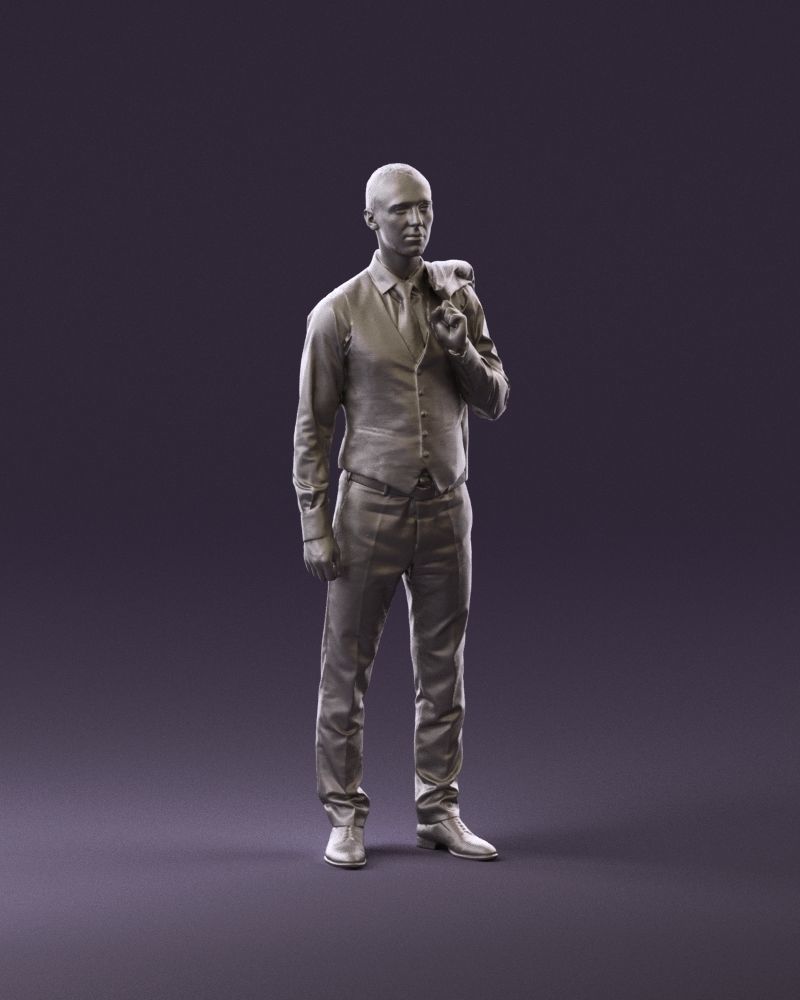 001055 man in gray three piece suit 3D Print Ready 3D print model_2