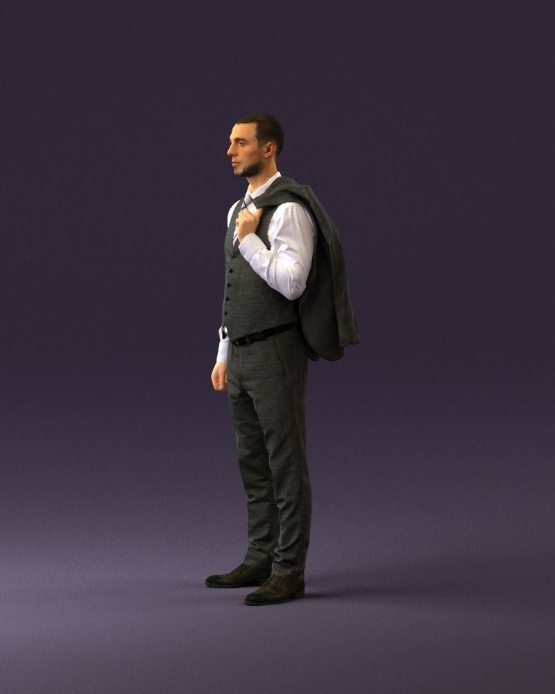 001055 man in gray three piece suit 3D Print Ready 3D print model_21