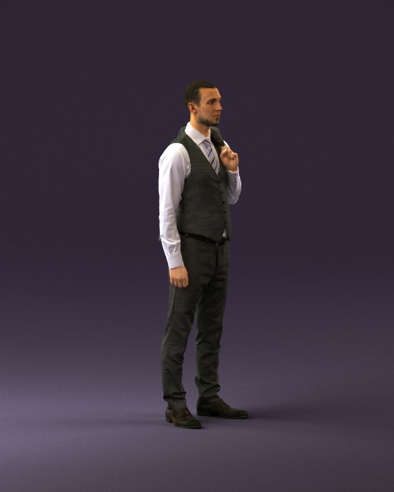 001055 man in gray three piece suit 3D Print Ready 3D print model_16