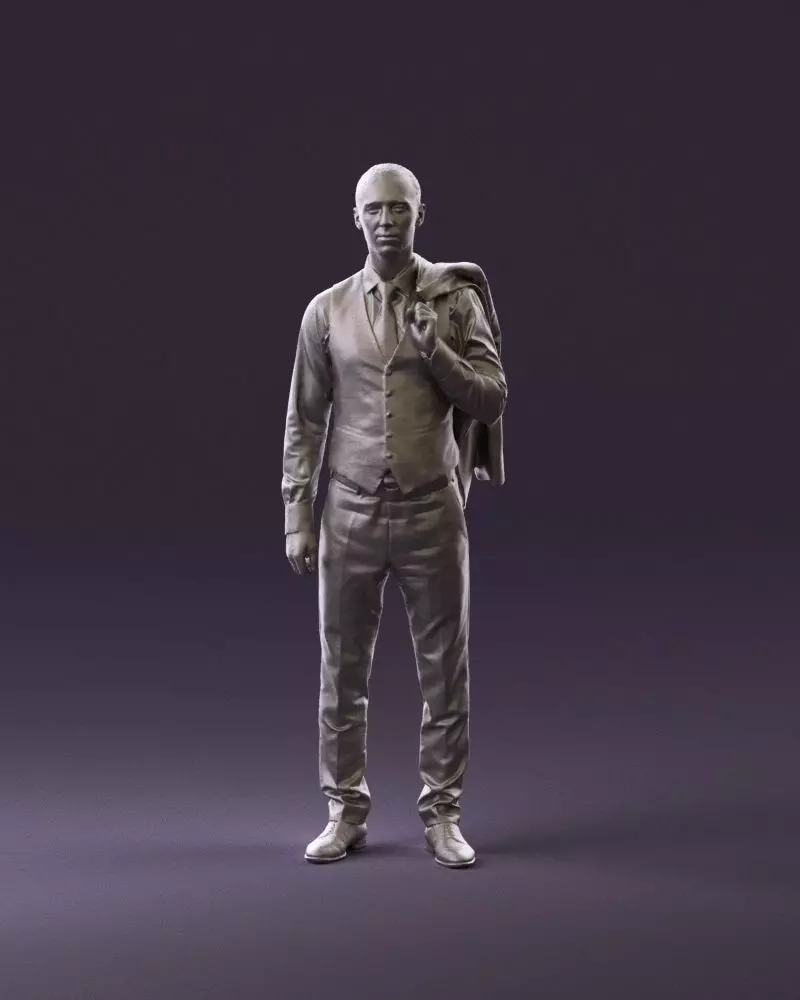 001055 man in gray three piece suit 3D Print Ready 3D print model_0