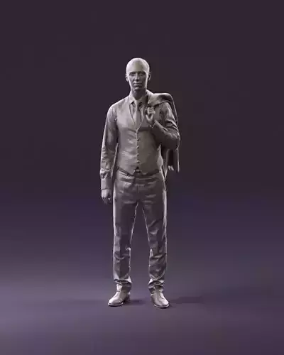 001055 man in gray three piece suit 3D Print Ready