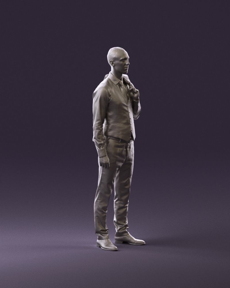 001055 man in gray three piece suit 3D Print Ready 3D print model_3