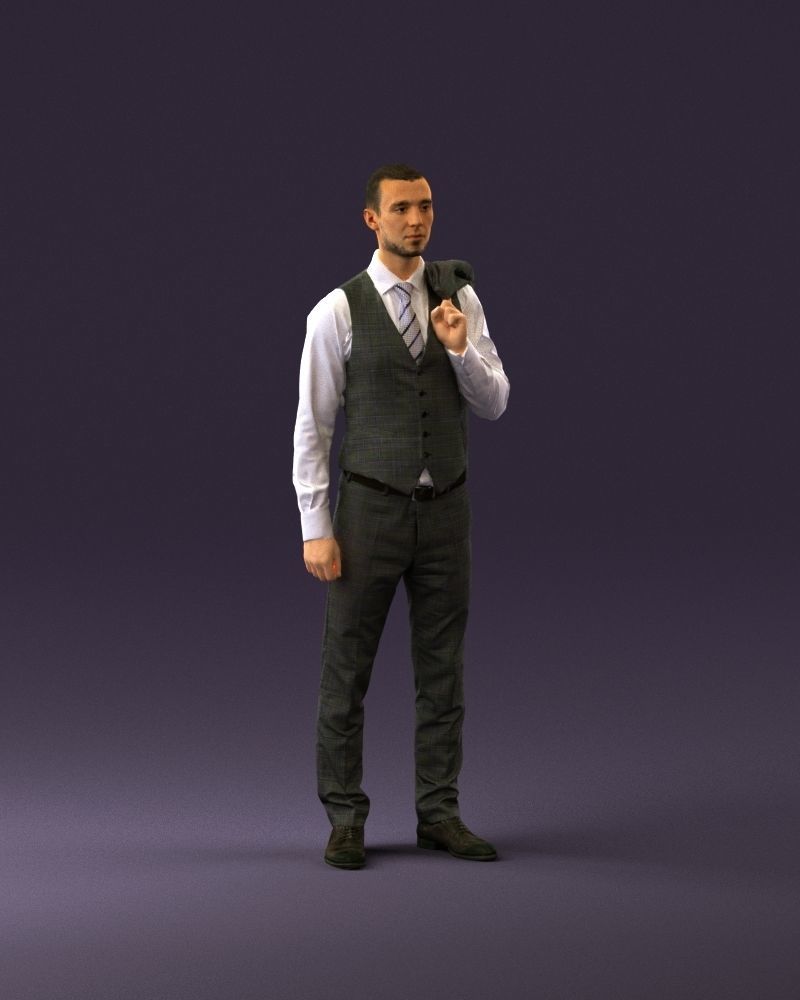 001055 man in gray three piece suit 3D Print Ready 3D print model_15