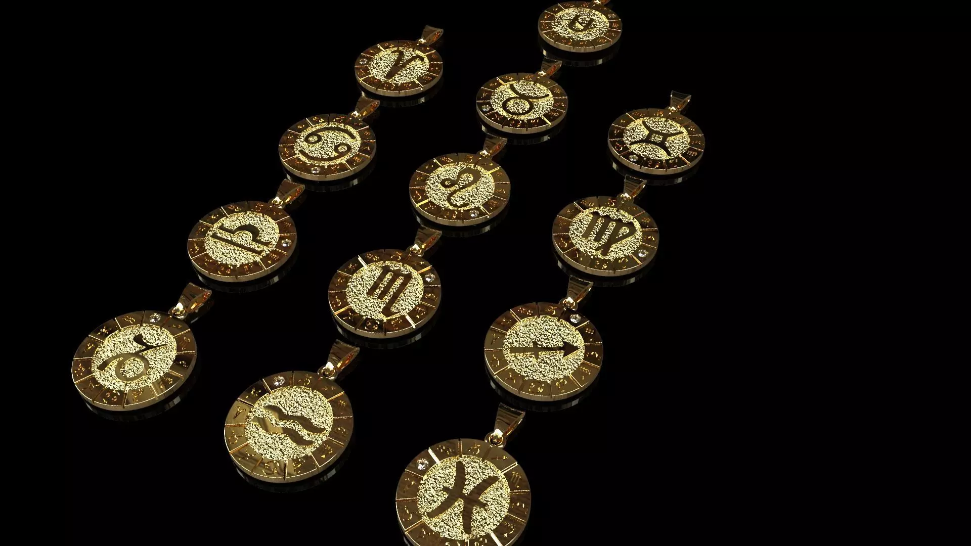 Zodiac signs 12 characters and  ophiuchus 3D print model_0