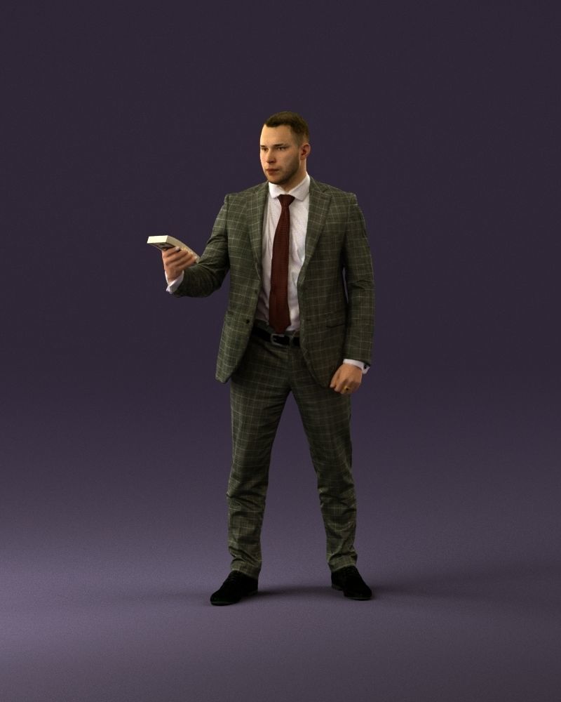 001056 businessman in darkgray suit money in hand 3D Print Ready 3D print model_22