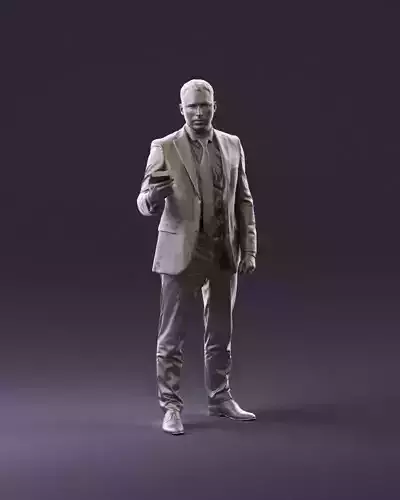 001056 businessman in darkgray suit money in hand 3D Print Ready