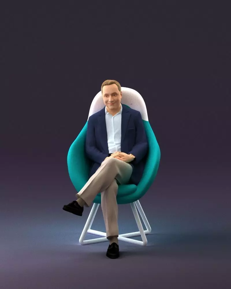 001058 man in suit seat in armchair 3D model