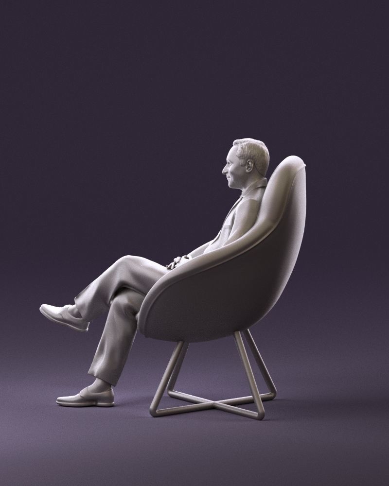 001058 man in suit seat in armchair 3D Print Ready 3D print model_8