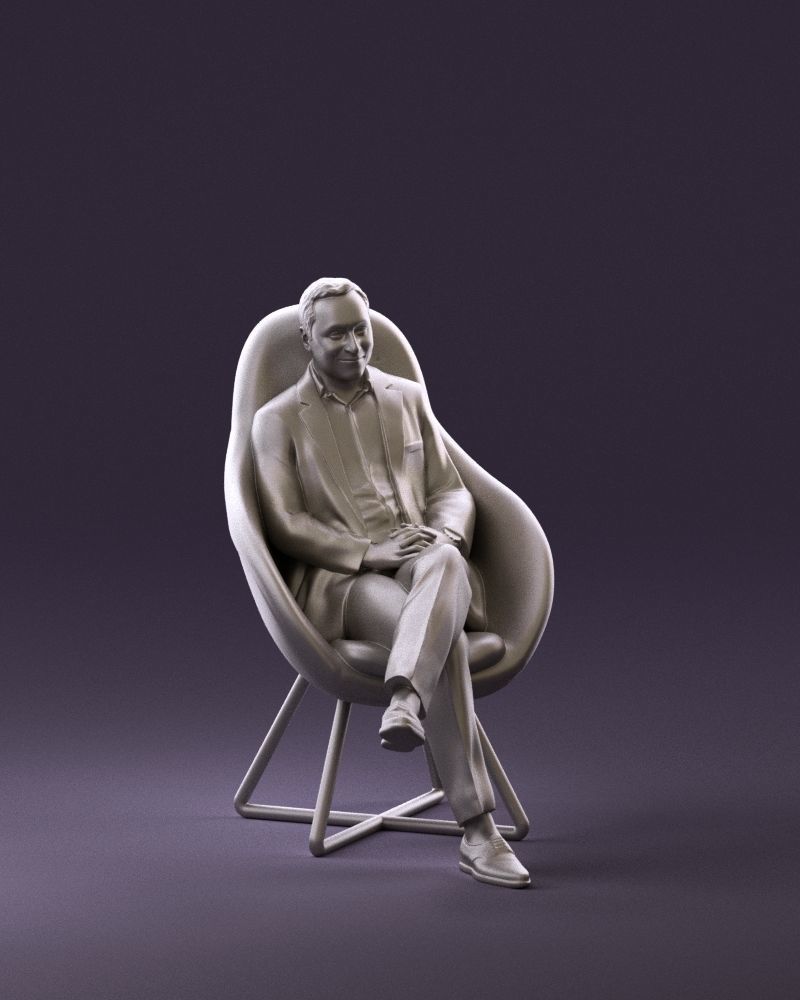 001058 man in suit seat in armchair 3D Print Ready 3D print model_2
