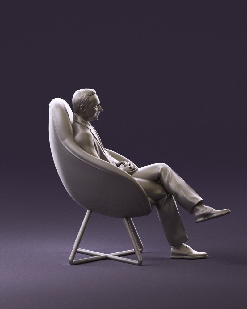 001058 man in suit seat in armchair 3D Print Ready 3D print model_4
