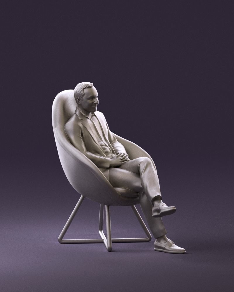 001058 man in suit seat in armchair 3D Print Ready 3D print model_3