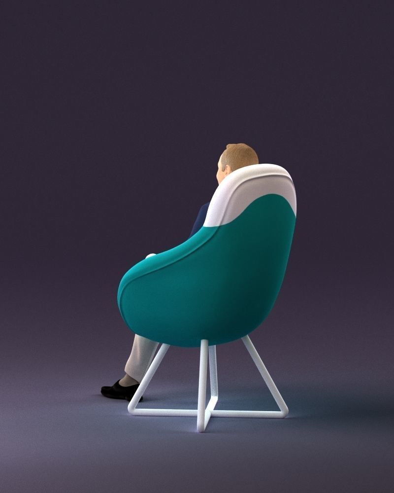 001058 man in suit seat in armchair 3D Print Ready 3D print model_19