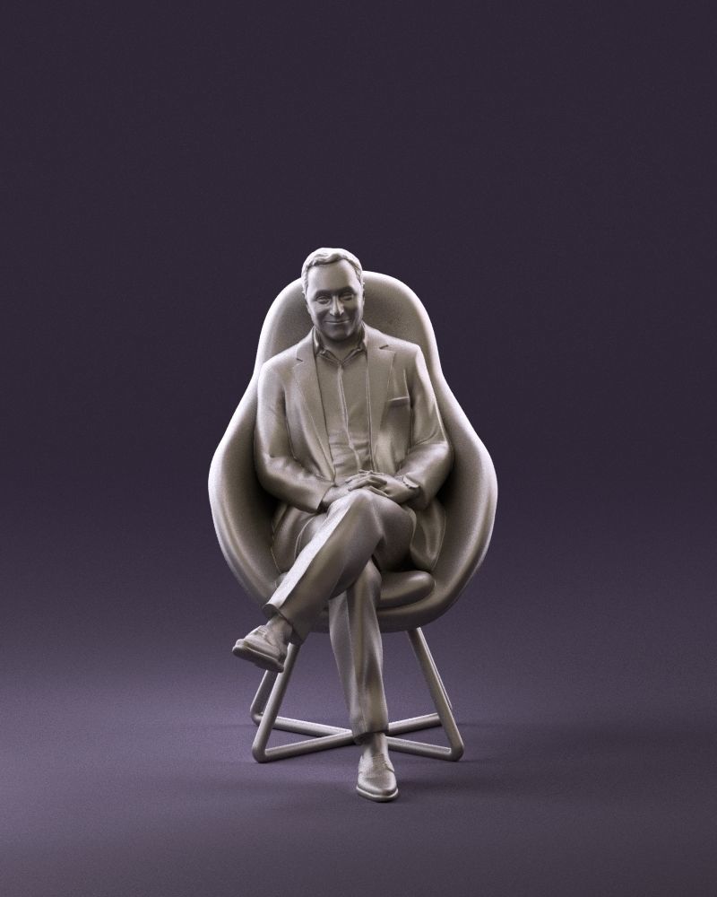 001058 man in suit seat in armchair 3D Print Ready 3D print model_1