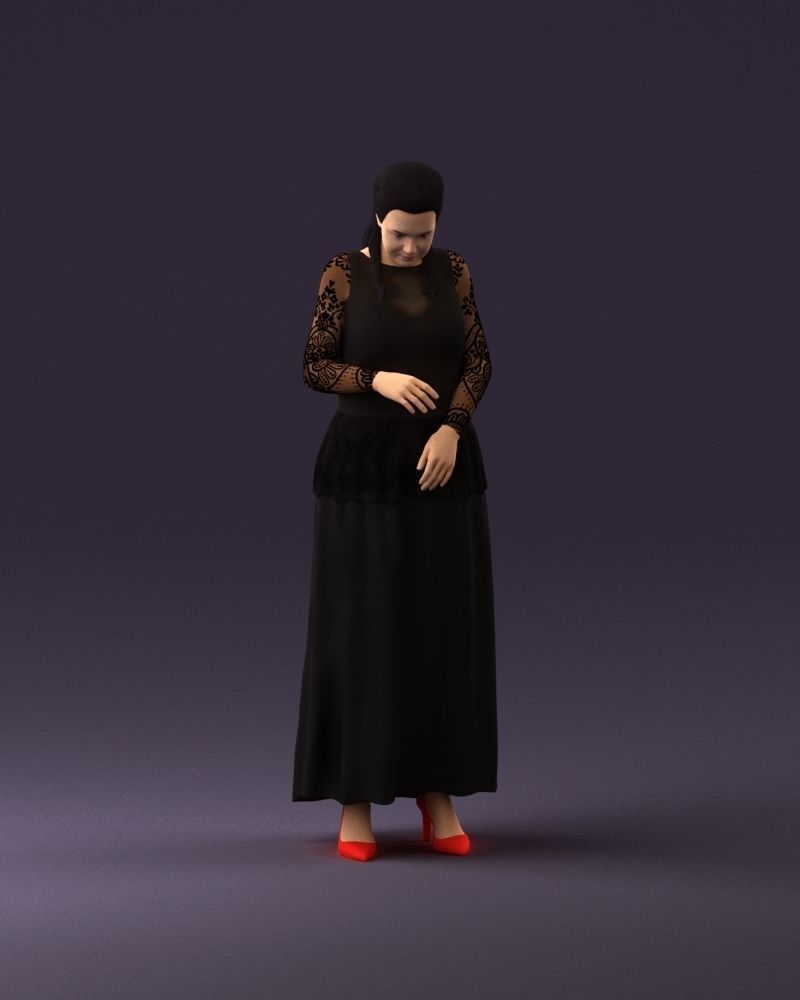 001061 woman in black dress red high heel shoes 3D Print Ready 3D print model_12