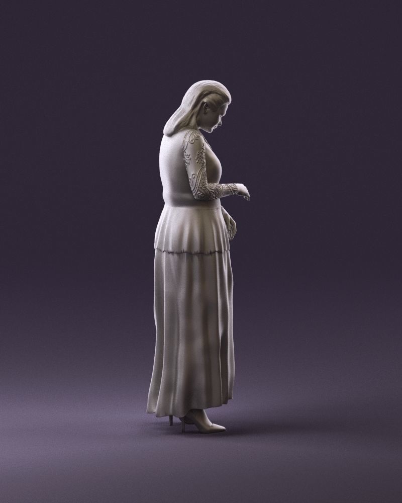 001061 woman in black dress red high heel shoes 3D Print Ready 3D print model_4