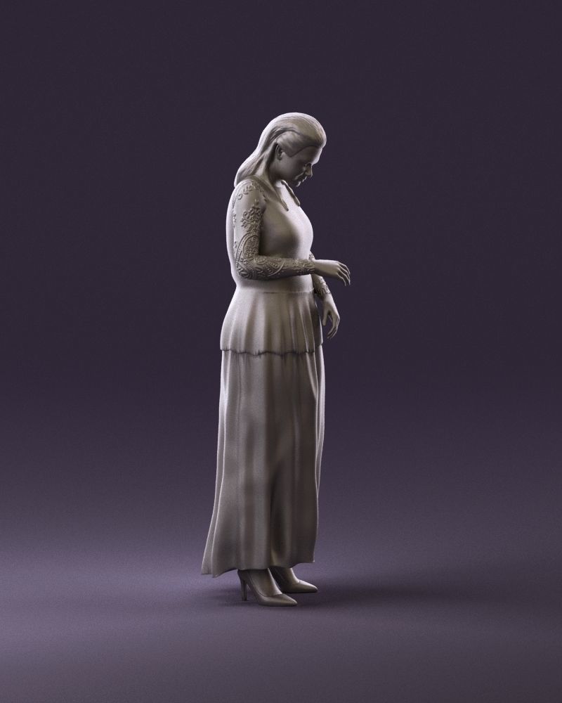 001061 woman in black dress red high heel shoes 3D Print Ready 3D print model_3