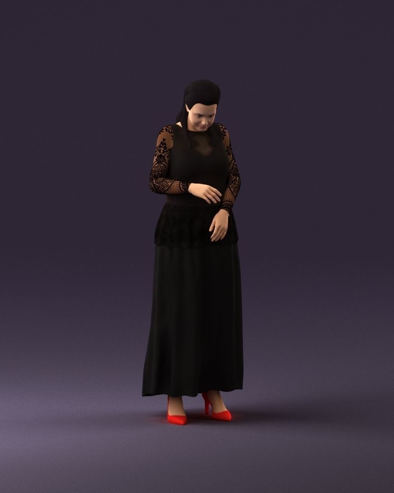001061 woman in black dress red high heel shoes 3D Print Ready 3D print model_13