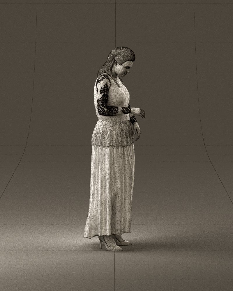 001061 woman in black dress red high heel shoes 3D Print Ready 3D print model_27