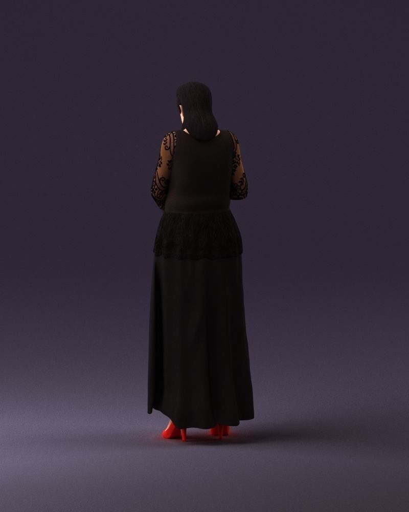001061 woman in black dress red high heel shoes 3D Print Ready 3D print model_18