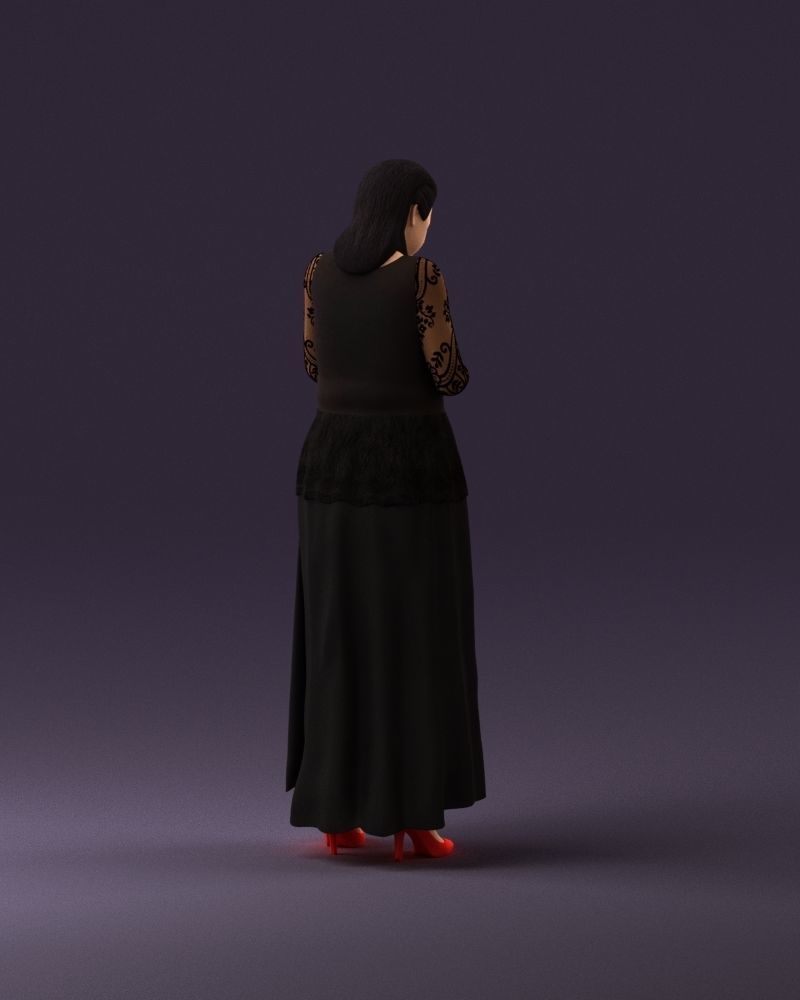 001061 woman in black dress red high heel shoes 3D Print Ready 3D print model_17