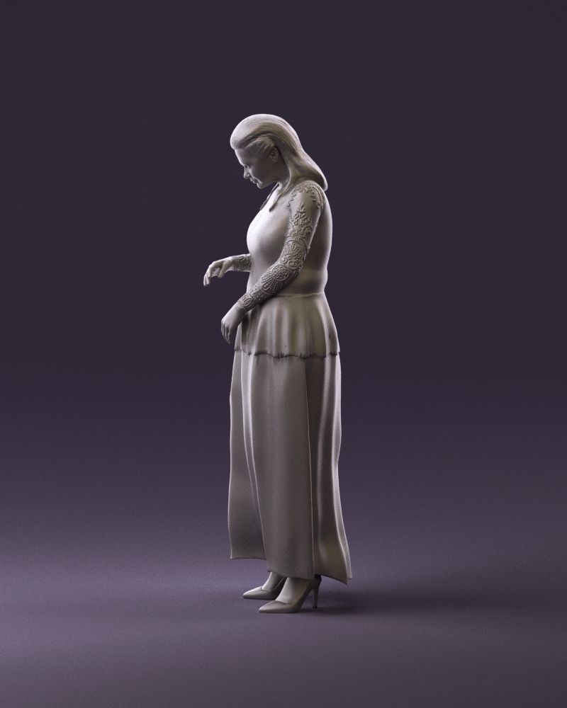 001061 woman in black dress red high heel shoes 3D Print Ready 3D print model_8