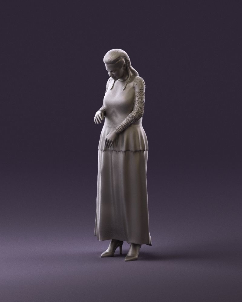 001061 woman in black dress red high heel shoes 3D Print Ready 3D print model_9