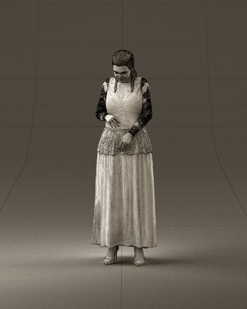 001061 woman in black dress red high heel shoes 3D Print Ready 3D print model_34