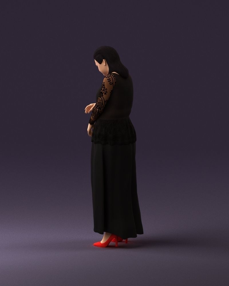 001061 woman in black dress red high heel shoes 3D Print Ready 3D print model_19